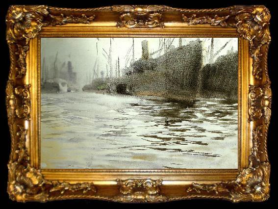 framed  Anders Zorn i hamburgs hamn, ta009-2